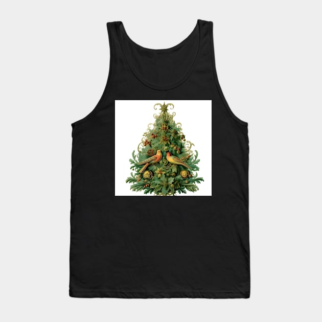 Vintage Christmas Tree With Birds Tank Top by MiracleROLart